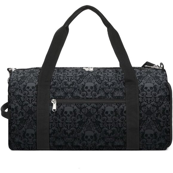 Gothic Skull Sport Gym Duffle Travel Bag Water Resistant Shoe Compartment - Picture 1 of 7